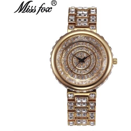 Miss Fox Brand Top Brand Luxury Watch Women Rhinestone Dress Quartz Watch Women clock relojes mujer