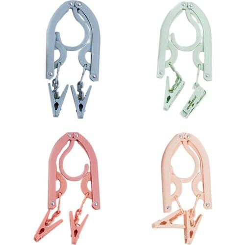 Travel Folding Hanger With Clip Drying Rack Household Anti-skid Clothes Hanging Portable Hanger Travel Travel Hanger