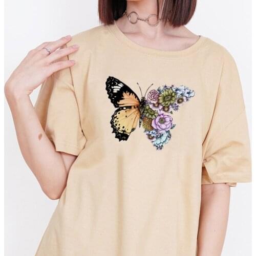 Butterfly Rose Sunflower Flower Graphic Tee 2021 new Summer Fashion Kawaii Cute Funny Women T-Shirt Harajuku Vinitage Tops