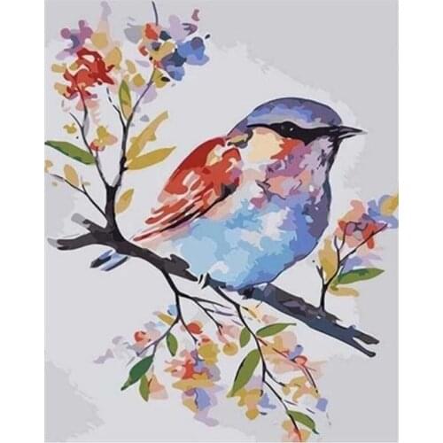 Gatyztory Sparrow Paint By Numbers For Adults Kids HandPainted Animal Oil Painting Canvas Drawing Home Decor Unique Gift
