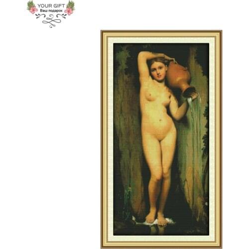 Joy Sunday RA023 14CT 11CT Counted and Stamped Home Decor The Woman Holding Pottery Needlework Embroidery DIY Cross Stitch kits