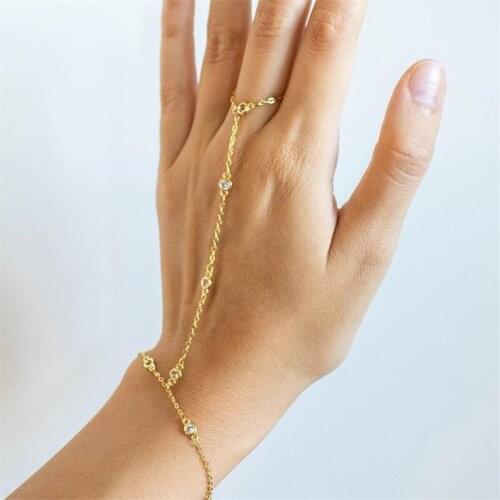 Classic Fashion Chic Small Crystal Link Chain Bracelets For Women Summer Bohamia Simple Metal Hand Harness Bracelet Jewelry Gift