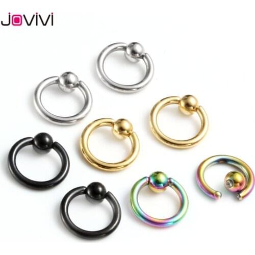 Jovivi Stainless Steel Captive Bead Ring CBR Hoop Helix Tragus Ear Lobe Earring Nose Ring Fashion Body Piercing Jewelry