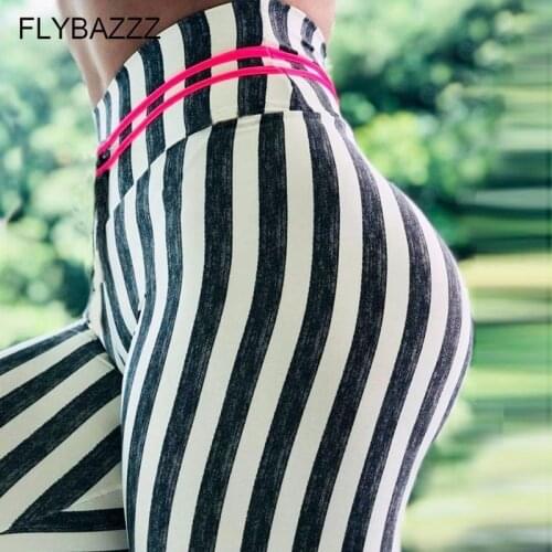 Women New Seamless Leggings Black White Striped Printed Gym Seamless Leggings Hip Up High Waist Yoga Pants Girl Sport Leggings