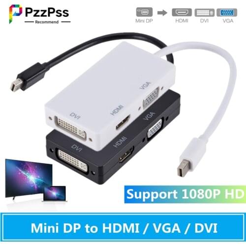 PzzPss 3 in 1 Mini Displayport DP Male to DVI HDMI VGA Audio Female Adapter Display Port Cable Converter For Computer Projector