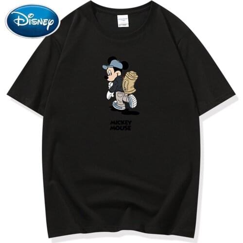 Disney Fashion Mickey Mouse Cartoon Letter Print O-Neck Pullover Chic Couples Unisex Women T-Shirt Tee Short Sleeve Top 11 Color