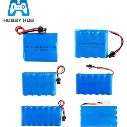 3.6V 4.8V 6V 7.2V 8.4v 9.6V 12v 1400mAh NiCD battery For RC Toy Cars Trucks Tank Guns Spare Parts AA Ni-CD Battery pack