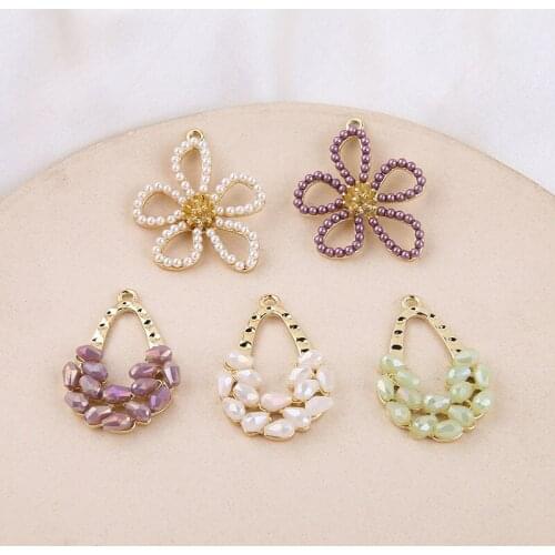 Newest Crytal Rhinestone Paved Zinc Alloy Charms 20pcs Hollow out Spring Flower Waterdrop Jewelry DIY Ornament Earring Pendants