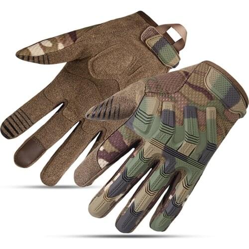 Multicam Gloves Tactical Military Airsoft Anti-skid Full Finger Gloves Combat Paintball Touch Screen Rubber Protective Gloves