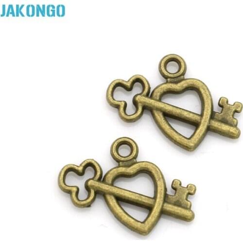 JAKONGO Antique Bronze Plated Love Charms Pendants for Jewelry Making Accessories Findings DIY Handmade Craft 14X19mm