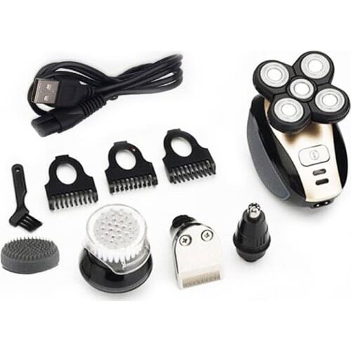 LK-1800 5 In 1 Multifunction Electric Shaver IPX7 Waterproof 4D 5 Blade Heads Electric Shaving USB Rechargeable Home Car Razors