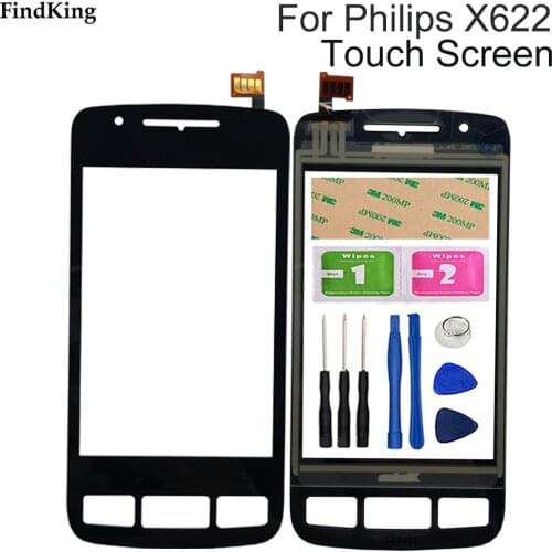 4'' Mobile Phone Touch Screen TouchScreen For Philips Xenium X622 Touch Glass Front Glass Digitizer Panel Lens Sensor 3M Glue