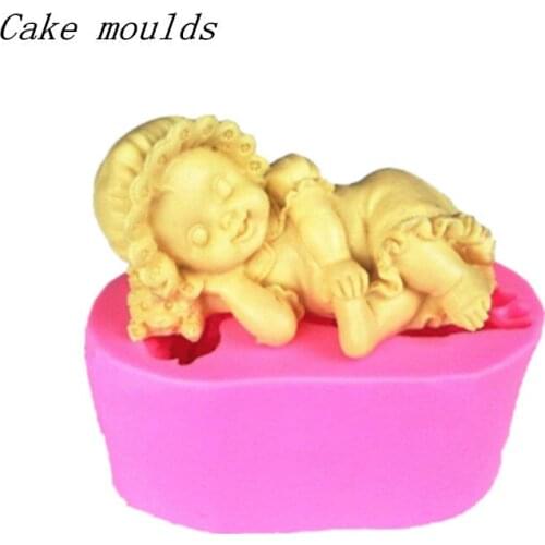 Wholesale Silicone mold K032 Mini Sleeping Baby shape Clay mold Decoration Fondant cake mould Baking mold