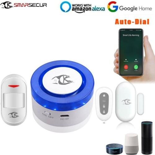 Tuya graffiti alarm smart life APP wireless control WiFi alarm sound and light siren Compatible with Amazon and Google Assistant