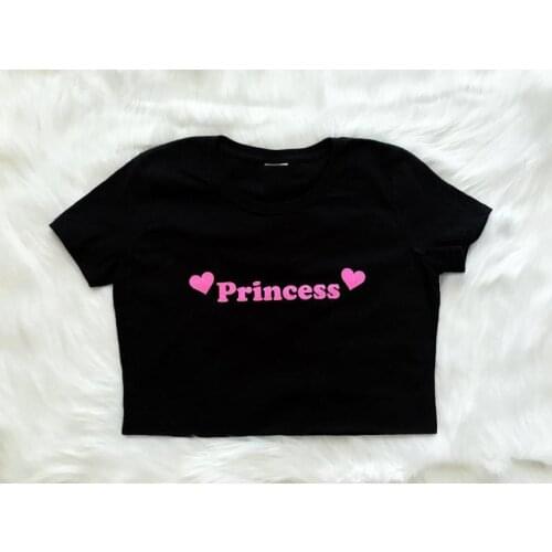 Skuggnas New Arrival Princess Womens Crop Shirt Short Sleeve Fashion Casual Tops Crew Neck Cropped Tees Drop Shipping