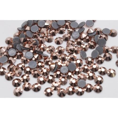 Rose Gold color Hotfix rhinestones,Top quality ss16 ss20 ss30 gold rose color flat back crystal
