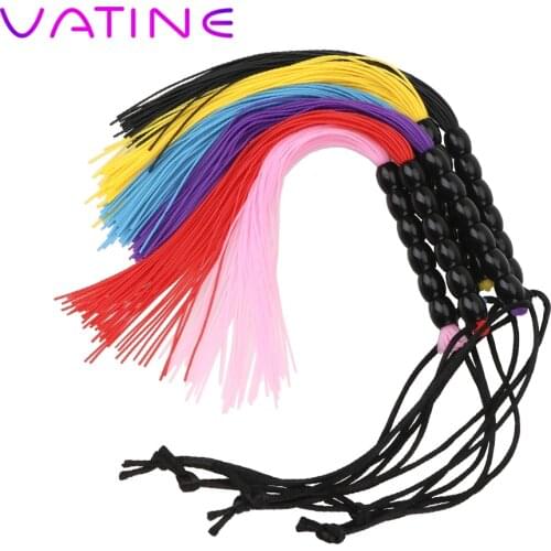 VATINE Slave Game Flog Tool Sex Toy for Women Couple Slap Body Strap Fetish Adult SM Spanking Whip 22cm Tiny Silicone Tassel