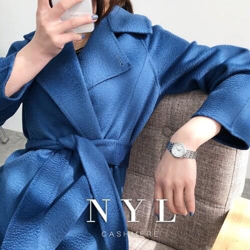 Customized New High end water wave pattern double sided cashmere coat for women s wear，cancustomized size