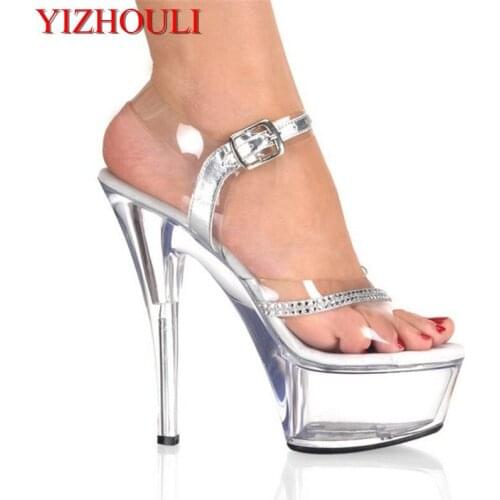 New arrival sexy platform thin high heels sandals women shoes 15 cm heel pumps Peep Toe Dance Shoes