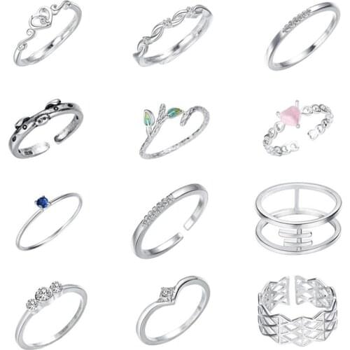 Fashion Love Crystal Zircon Finger Ring Women Wedding Party Birthday Gift Dainty Heart Leaf Branch Pig Knuckle Rings Bague
