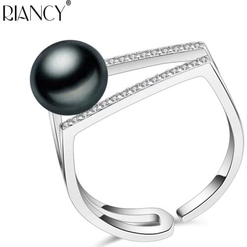 Romantic Natural freshwater 925 sterling silver adjustable pearl Ring Jewelry 9-10mm Women Party/Engagement Ring Free Shipping