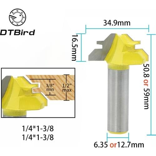 1/2 1/4*1-3/8 Trimming Knife Milling Cutter Three-Teeth Tool Professional Woodworking Wood Carving Tool Alloy Milling Cutters