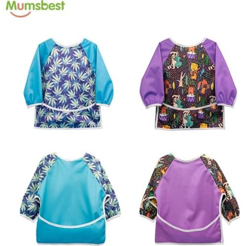 [Mumsbest] 2 Pcs Waterproof Apron Cartoon Towel Kids Toddler Dinner Baberos Bandanas Burp Cloths Baby Girl Boy Feeding Bibs