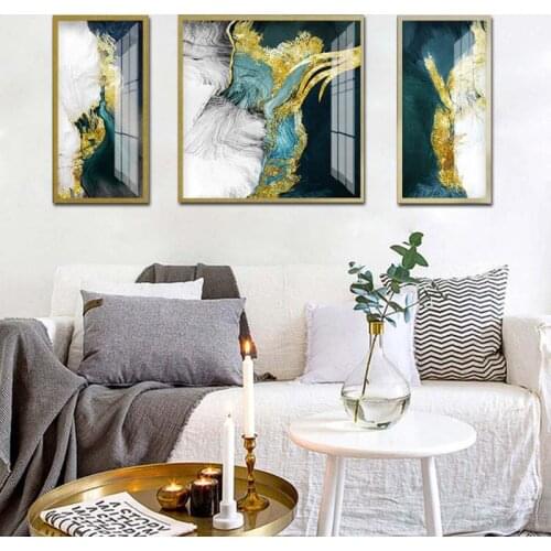 3PcsCustomizable Marine Blue Abstract Decorative Painting Core Abstract Wall Art Canvas Poster and Print Minimalist Painting Nor