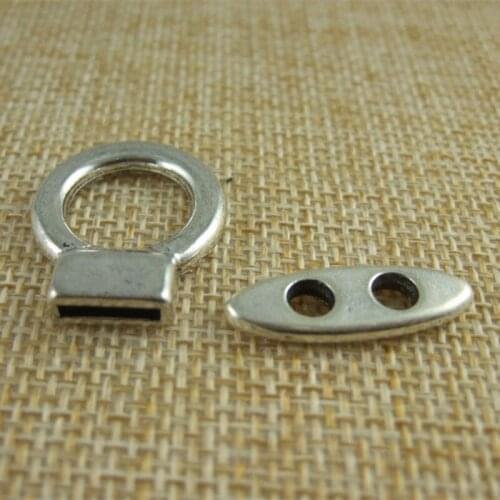5 Sets Antique Silver Color Bracelet Button Clasp for 2mm Round Leather Jewelry Findings