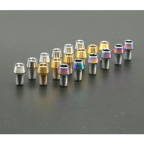 6pcs/lot Titanium Bolts Ti Screw Taper Head Conical Head M6x10mm Bicycle Bolts Cycling Bolts