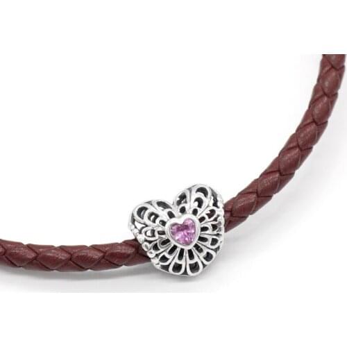 925 Sterling Silver Hollow Heart CZ Charm Fit Original Pandora Bracelet Bead Silver 925 Jewelry or Lover Valentines Day Gift