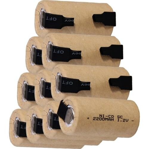 Screwdriver electric drill battery 10 pcs SC battery ni-cd 1.2v 2200mah nicd batteria accumulator power bank