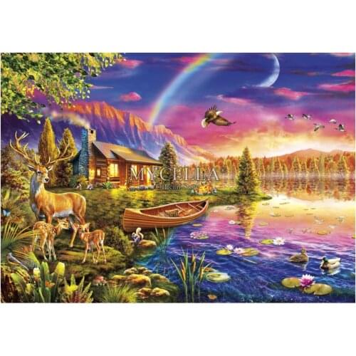 Lakeside Cabin 5D Diy Diamond Painting Cross Stitch Diamond Embroidery Landscape Rivers Crafts Mosaic Wall Stickers Home Decor