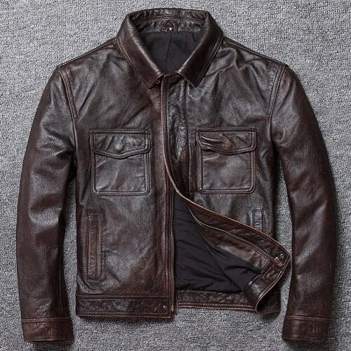 Plus 4XL Bomber Coats for Men Genuine Leather Mens Avirex Suede Blazer Jacket and Coat Male Cowhide Overcoats Winter Streetwear