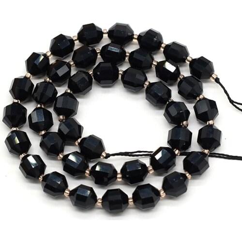 Natural Black Agates Beads Small Circle Shape Loose Spacer Beads for Jewelry Making Necklace DIY Bracelet Accessories 8mm