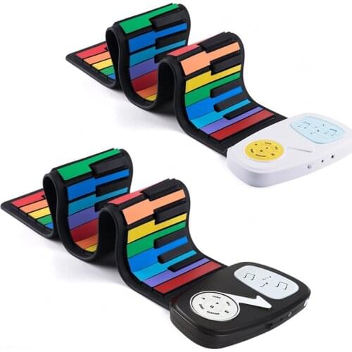 49 Keys Digital Keyboard Flexible Roll Up Piano Gift with Loud Speaker Electronic Hand Roll Piano for Music Lovers Kids Children