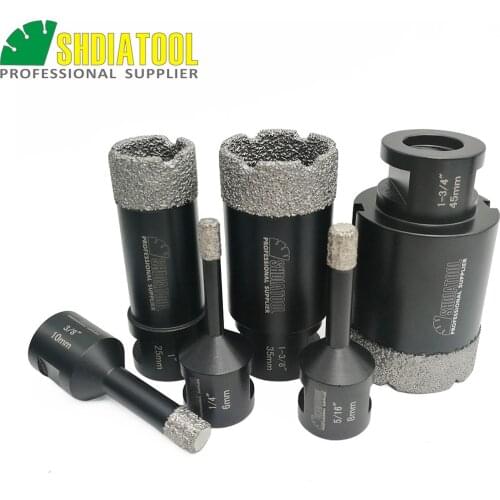 SHDIATOOL 2pcs Vacuum brazed Diamond Dry Drilling Bits with 5/8-11 thread Drill Bits porcelain tile, granite, marble hole saw