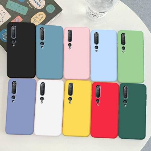 For Xiaomi 10 Case Soft TPU Silicone Case Macaron Colors Candy Black Simple Phone Back Cover