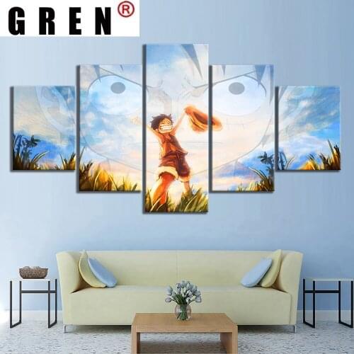 GREN 5 Panels One Piece Modular Animation Prints Pictures Modern Wall Art Canvas Painting Poster Creative Living Room Home Decor