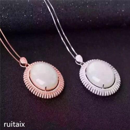 KJJEAXCMY boutique jewels 925 sterling silver inlaid natural hetian jade female pendant + necklace jewelry drop fluid curve pro