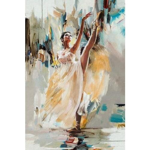 Beautiful Female Ballerina Oil Painting on Canvas by Mahnoor Shah Dancer Painting Arts for Living Room Hand Painted 100