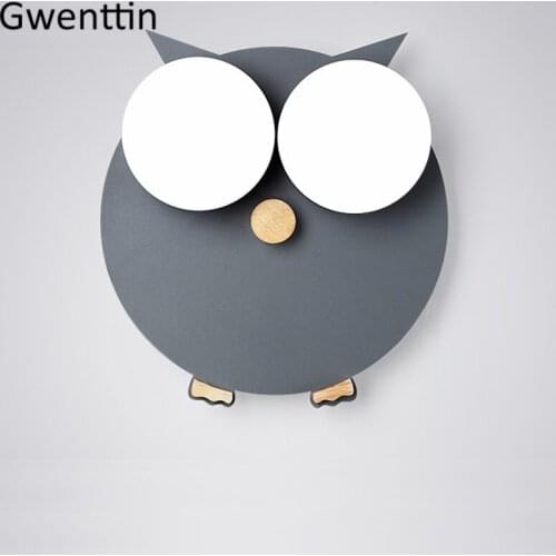 Creative Cartoon Owl Wall Lamps for Kid Room Boy Girl Bedroom Home Decor LED Lighting Fixtures Childrens Gift Wall Light Sconce