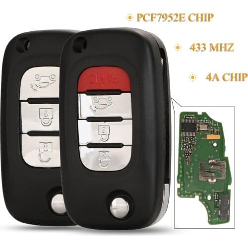 Kutery 3/4 Button Flip Remote Smart Car Key Fob 433Mhz 4A Chip For Mercedes Benz Smart Fortwo 453 Forfour 2015 2016 2017