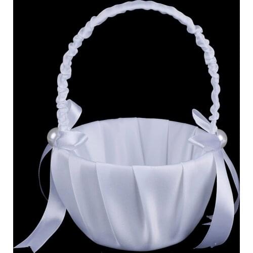 Love Case Satin Basket Storage Flower Girl Basket Container Wedding Basket Flower Girl Basket For Ceremony Wedding Decoration