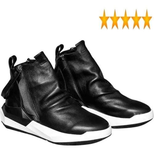 Men 2021 High-Top New Ankle Luxury Trainers Genuine Leather Sneaker Winter Boots Casual Brand Male Zip Black Shoes