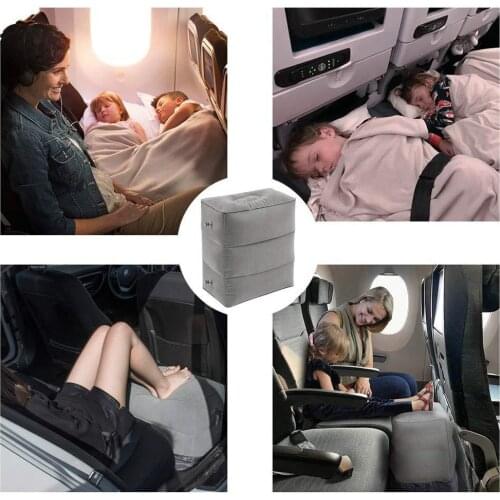 Inflatable Trave Foot Rest Pillow Kids Airplane Bed Adjustable Height Leg Pillow Make a Flat Bed for Kids and Toddlers Cushions