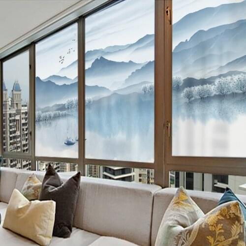 Window paper glass film window glass sticker bathroom decoration stickers frosted film bathroom anti-seeding mountain