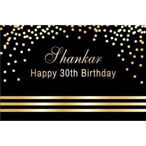 Custom black and gold polka dot happy birthday backdrops High quality Computer print party background