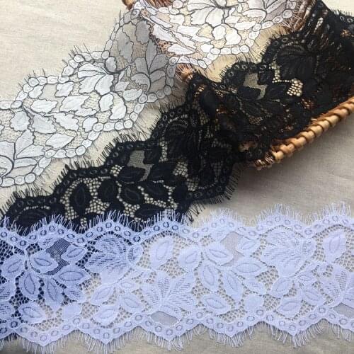 Skin-friendly soft double eyelash lace trim black and white two-color DIY wedding dress fabric veil stitching long accessories