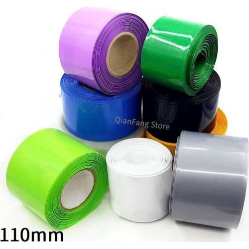 PVC Heat Shrink Tube 110mm Width Blue Multicolor Shrinkable Cable Sleeve Sheath Pack Cover for 18650 Lithium Battery Film Wrap